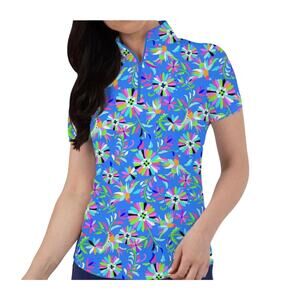 IBKUL Athleisure Estella Mock neck zip top  women's size medium golf tennis blue